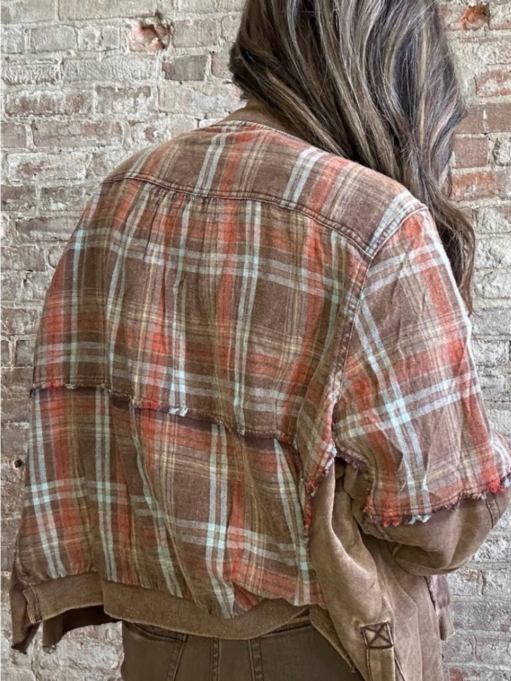 Oli & Hali Rust and Cream Plaid Jacket Size Medium - Picture 6 of 10